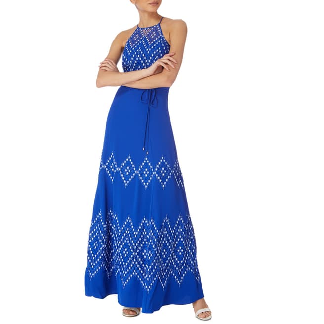 Karen Millen Blue Diamond Lace Maxi Dress