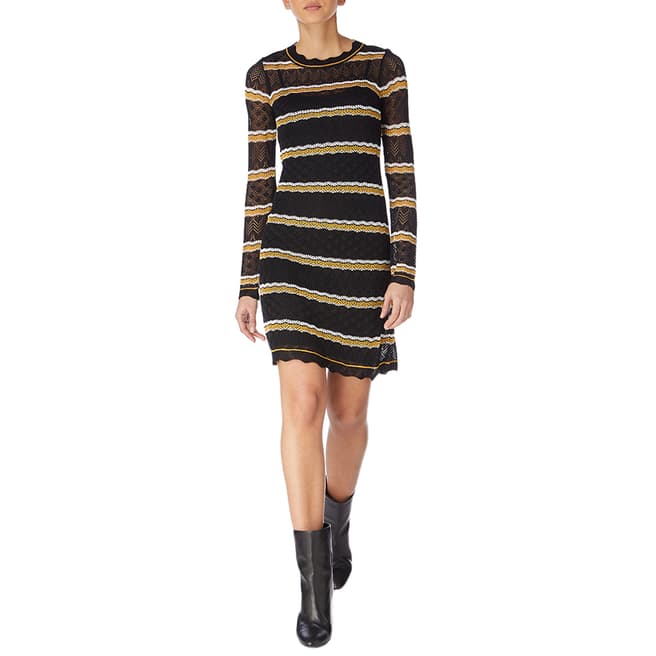 Karen Millen Black/Multi Pointelle Knit Dress