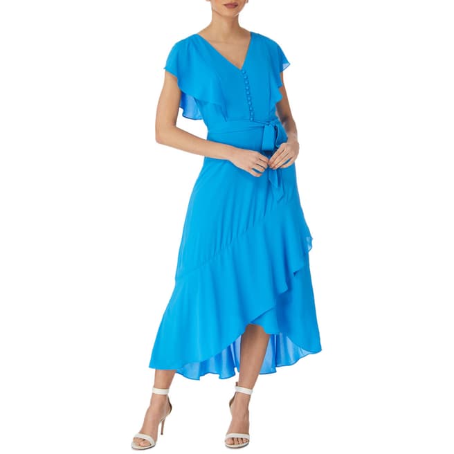 Karen Millen Blue Fluid Draped Dress