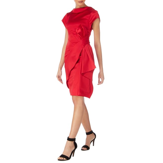 Karen Millen Red Satin Drape Dress