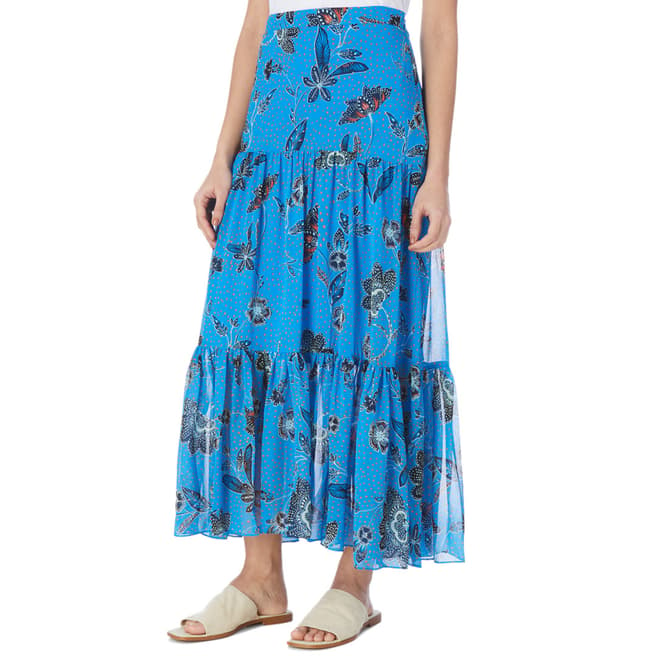 Karen Millen Blue/Multi Folk Floral Maxi Skirt