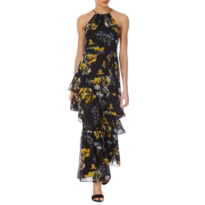 Karen Millen Black Floral Print Maxi Dress