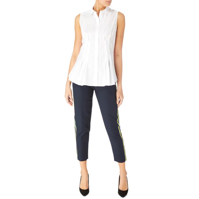 Karen Millen White Lace Up Cotton Stretch Shirt