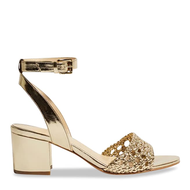 Karen Millen Gold Metallic Plait Heeled Sandals