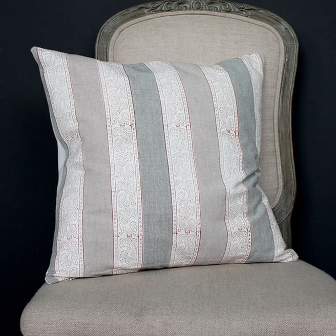Biggie Best Linen & Red Temple Stripe Cushion 50x50cm
