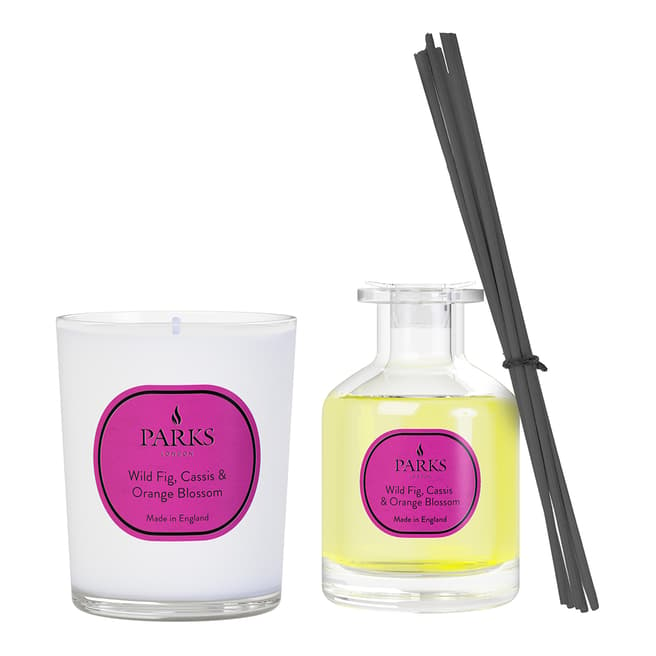 Parks London Wild Fig, Cassis & Orange Blossom 1 Wick Candle & Diffuser Set - Vintage Aromatherapy