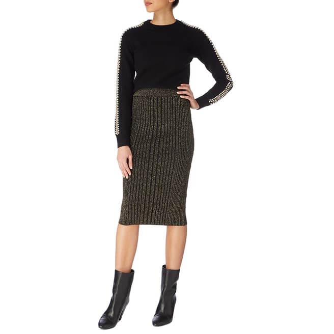 Karen Millen Black/Multi Embellished Wool Blend Jumper