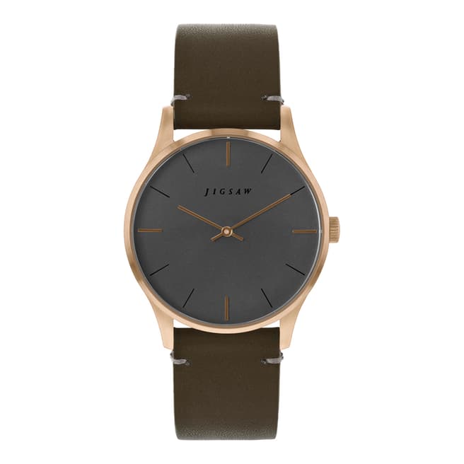 Jigsaw Cool Grey Rose Gold Plated Myddleton Watch 35mm