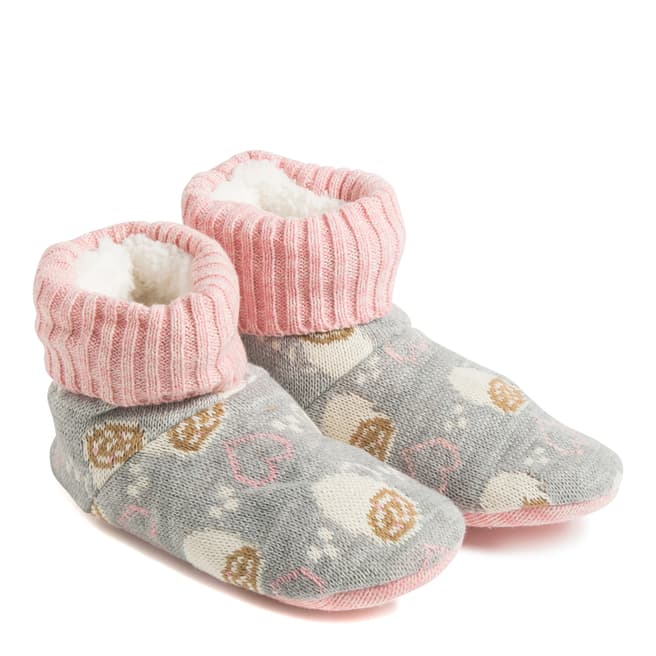 Wild Feet Pink/Grey Hot Chocolate Knitted Bootie Socks