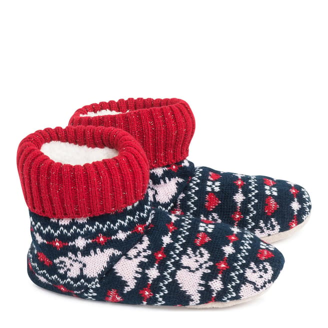 Wild Feet Black/Red Fairisle Knitted Bootie Socks