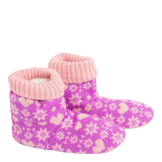 Wild Feet Pink Fairisle Knitted Bootie Socks
