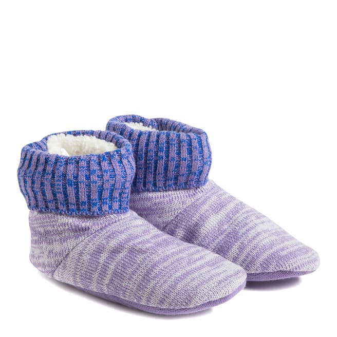 Wild Feet Purple/Lilac Snow Twist Knitted Bootie Socks