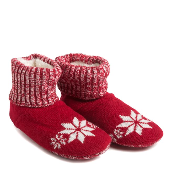 Wild Feet Red Snowflake Knitted Bootie Socks