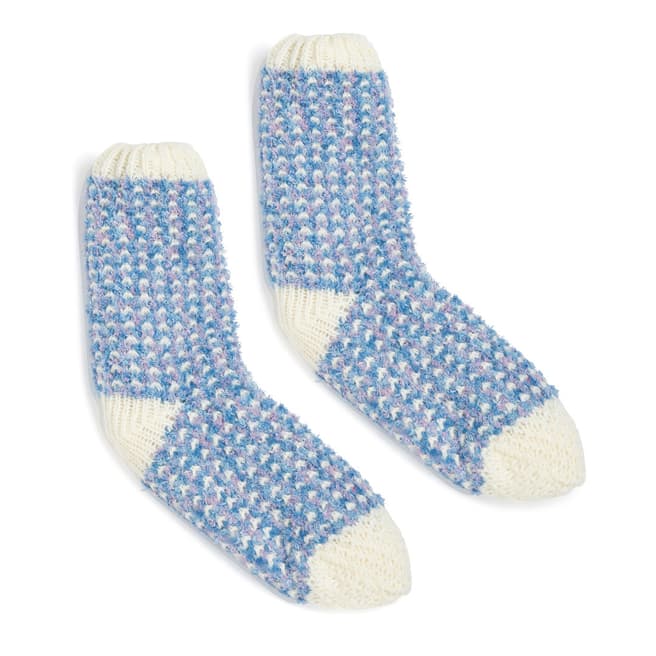 Wild Feet Blue/White Snow Chunky Knit 2 Pack Socks