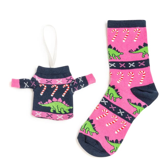 Wild Feet Pink/Navy Stegasaurus Bauble Socks
