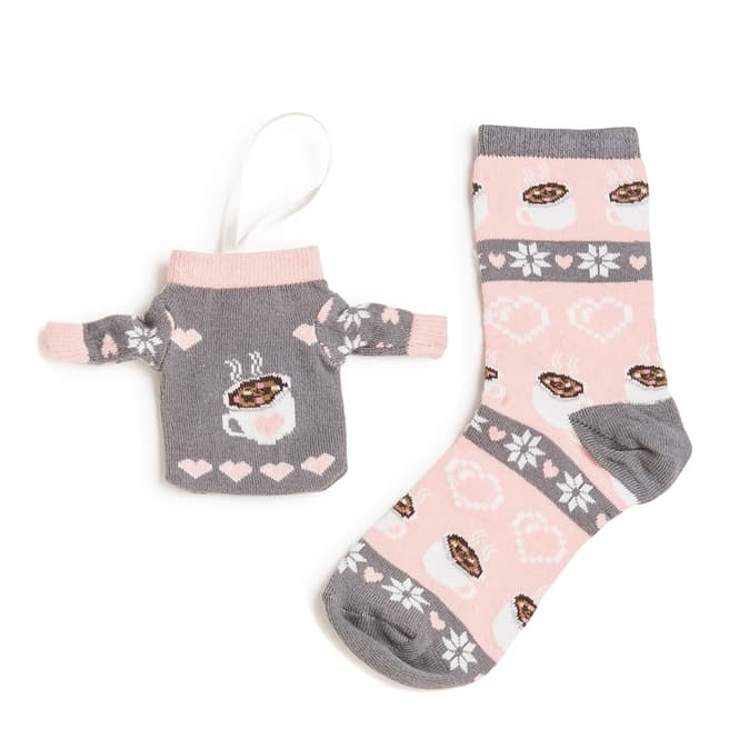 Wild Feet Pink Hot Chocolate Bauble Socks