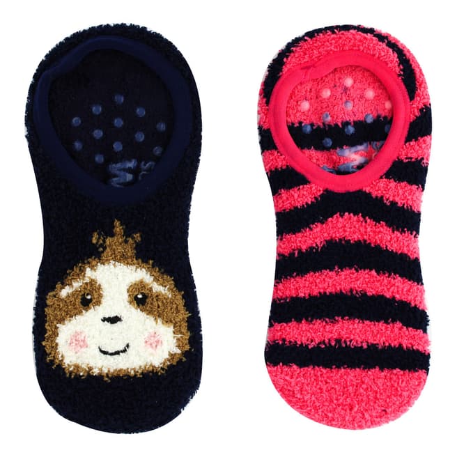 Wild Feet Black/Red Sloth Fluffy Socks