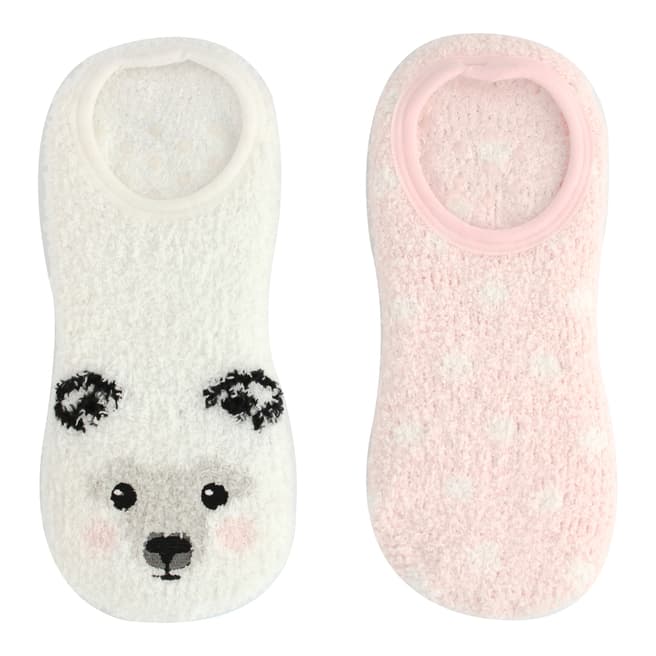 Wild Feet Cream/Pink Polar Bear Fluffy Socks