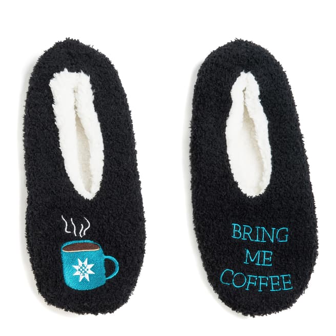 Wild Feet Black Bring Me Coffee Slippers