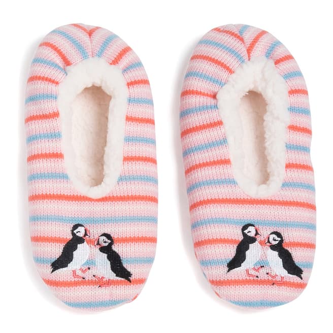 Wild Feet Pink/Blue Puffins Slipper Socks