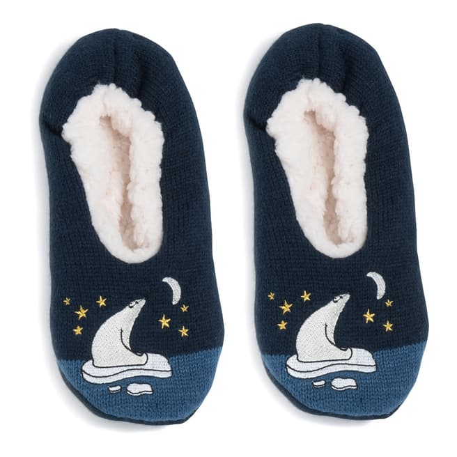 Wild Feet Navy Polar Bear Slipper Socks