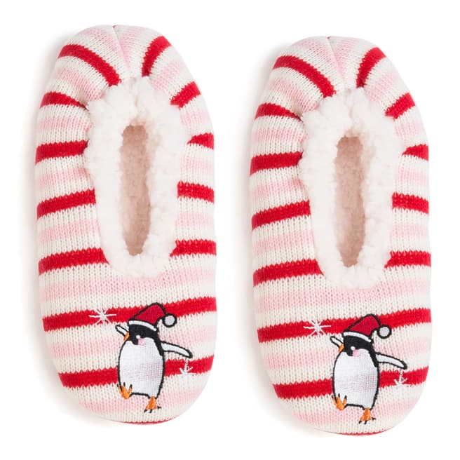 Wild Feet Pink/Red Penguin Slippers