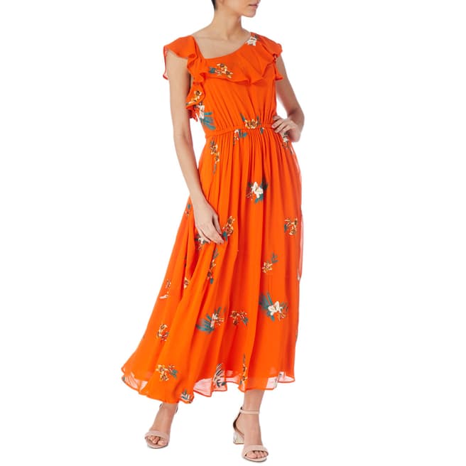 Karen Millen Orange/Multi Havana Embroidery Dress