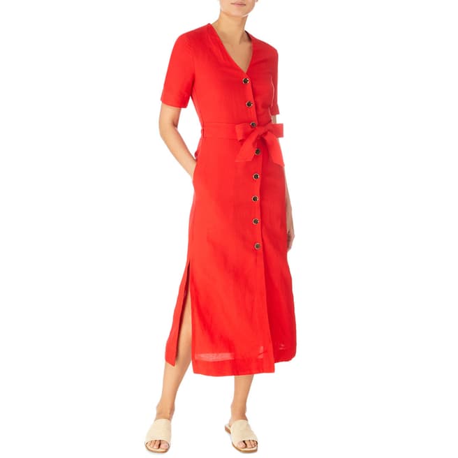 Karen Millen Red Relaxed Linen Blend Dress