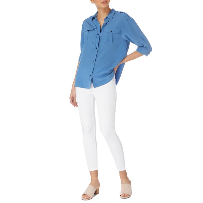 Karen Millen Blue Silk Utility Shirt