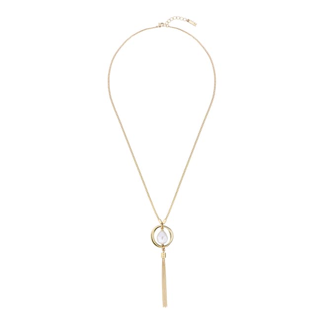 Karen Millen Soft Gold Modern Pearl Pendant Necklace