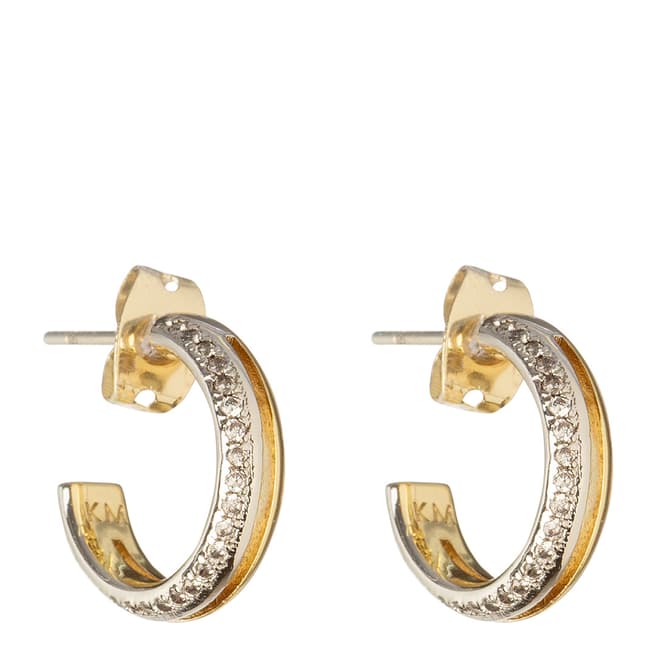 Karen Millen Silver and Gold Mirco Crystal Hoop Earrings