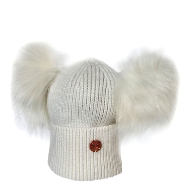 Look Like Cool Newborn White Cashmere Pom Pom Beanie Hat