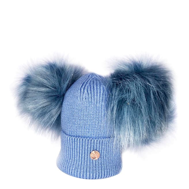 Look Like Cool Newborn Blue Cashmere Pom Pom Beanie Hat