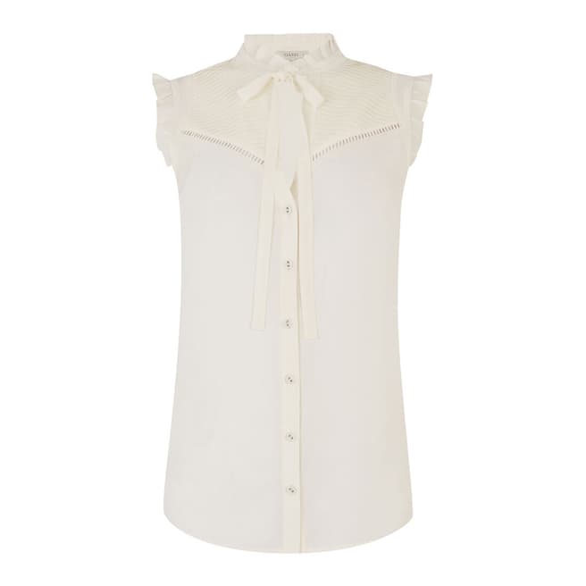 Oasis White Sleeveless Pintuck Shirt