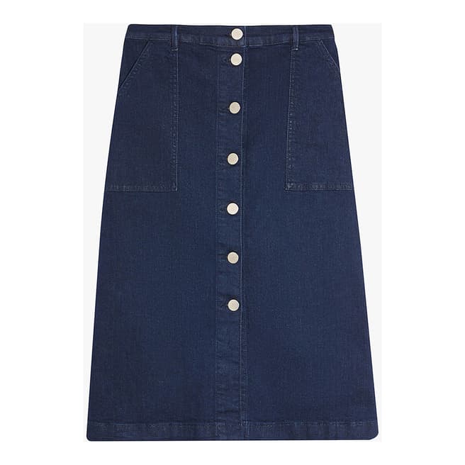 Oasis Blue Button Through Midi Skirt