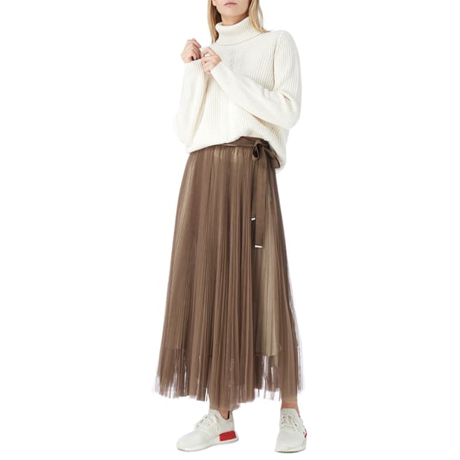 I.T.D Taupe Pleat Tulle Skirt