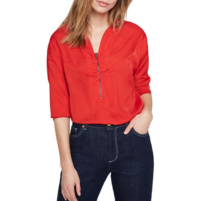 Damsel In A Dress Red Alessia Zip Blouse