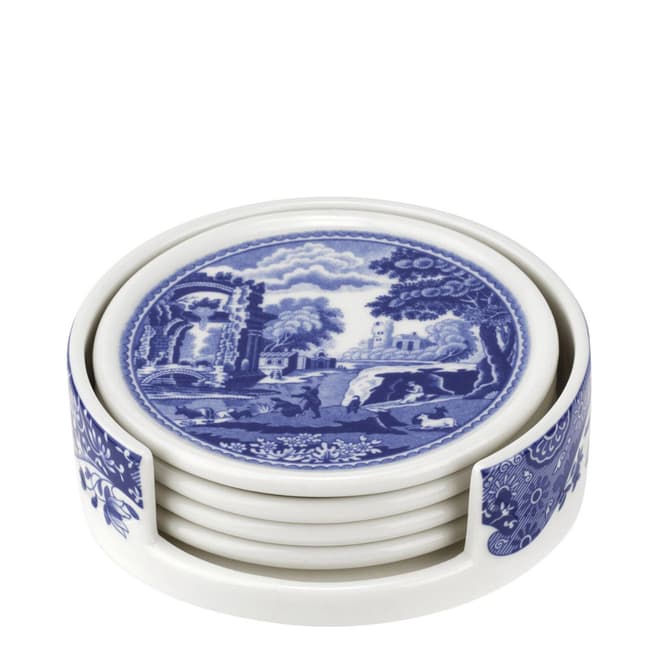 Spode Spode Blue Italian Ceramic Coasters with Holder