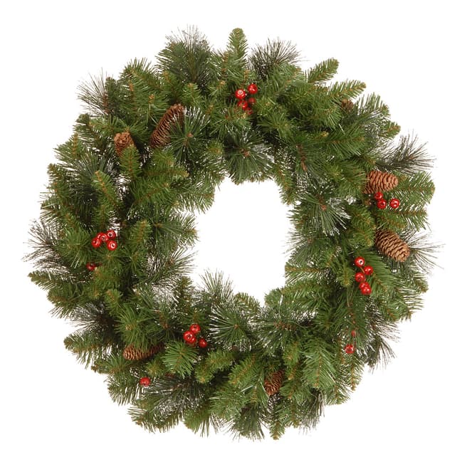 The National Tree Company Crestwood Spruce 20inch Wreath with Berries & Cones