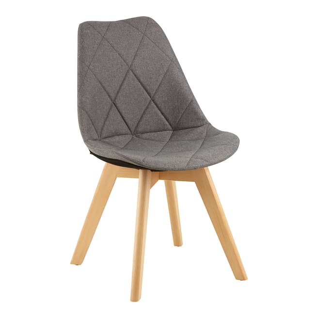 Premier Housewares Stockholm Dining Chair, Grey Fabric Seat, Beechwood Legs