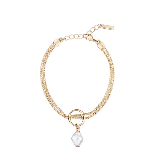 Karen Millen Soft Gold Modern Pearl Bracelet