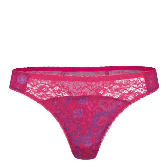 Le Vernis Deep Pink Lace Thong