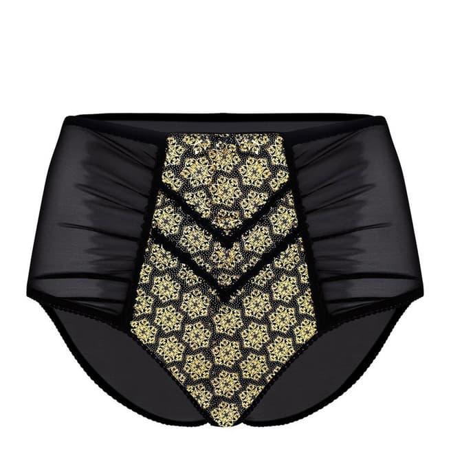 Le Vernis Black/Gold Embroidered Hipster Brief