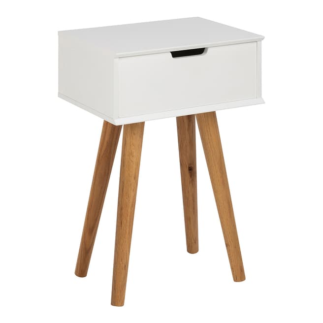 Scandi Luxe Mitra Bed Side Table, White & Oak
