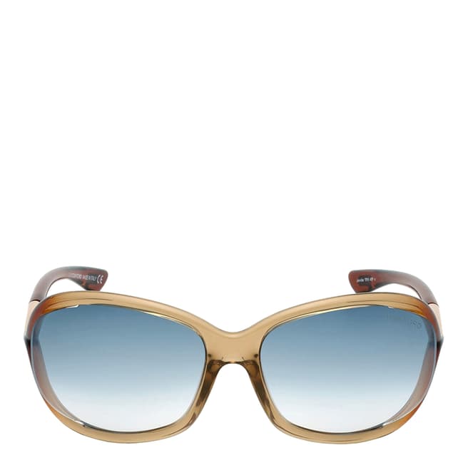 Tom Ford Women's Shiny Brown/Blue Sunglasses 61mm