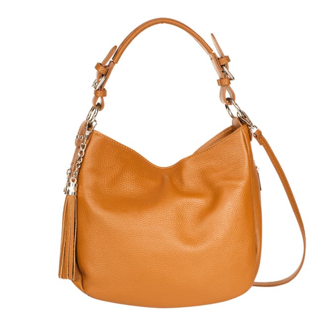 Massimo Castelli Brown Leather Tassel Detail Shoulder Bag