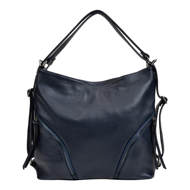 Isabella Rhea Navy Leather Shoulder Bag / Backpack 