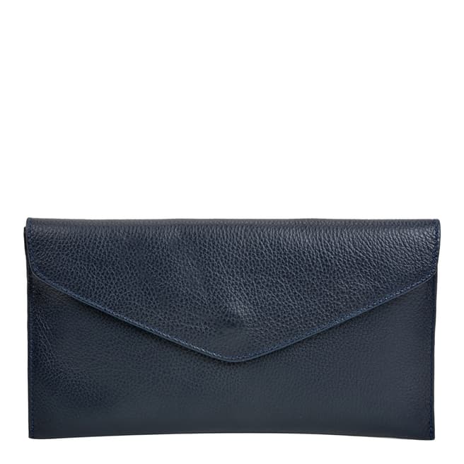 Isabella Rhea Navy Leather Clutch Bag