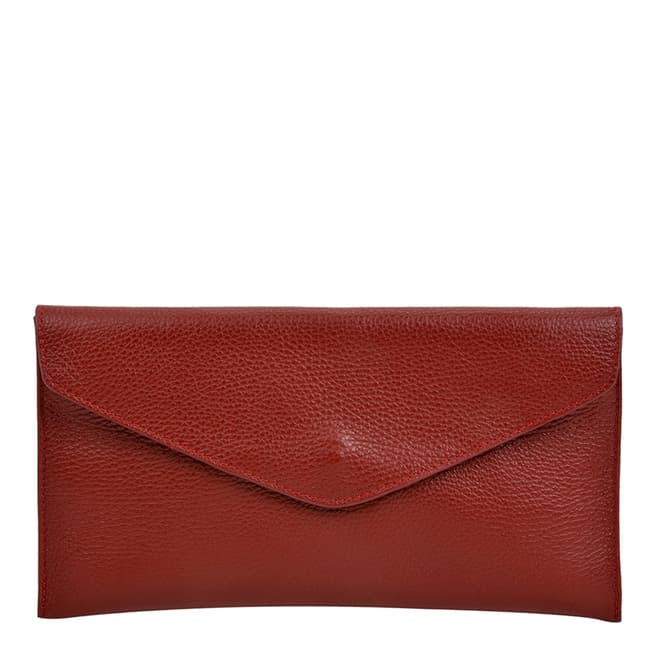 Isabella Rhea Red Leather Clutch Bag