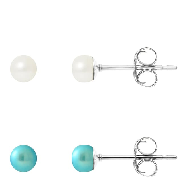 Manufacture Royale Turquoise/White Pearl Earrings Set of 2 4-5mm